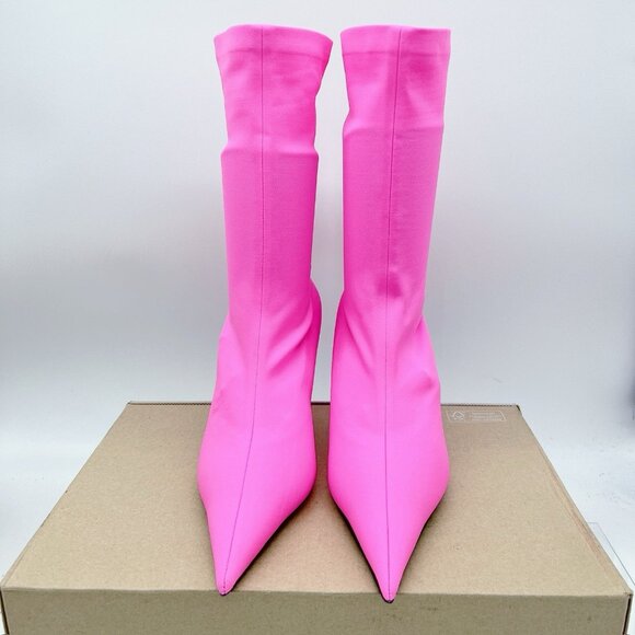 Balenciaga Knife Barbie Pink Pointed Toe Sock Boots Booties EU 37.5 US 7.5 $1290 - Picture 6 of 12
